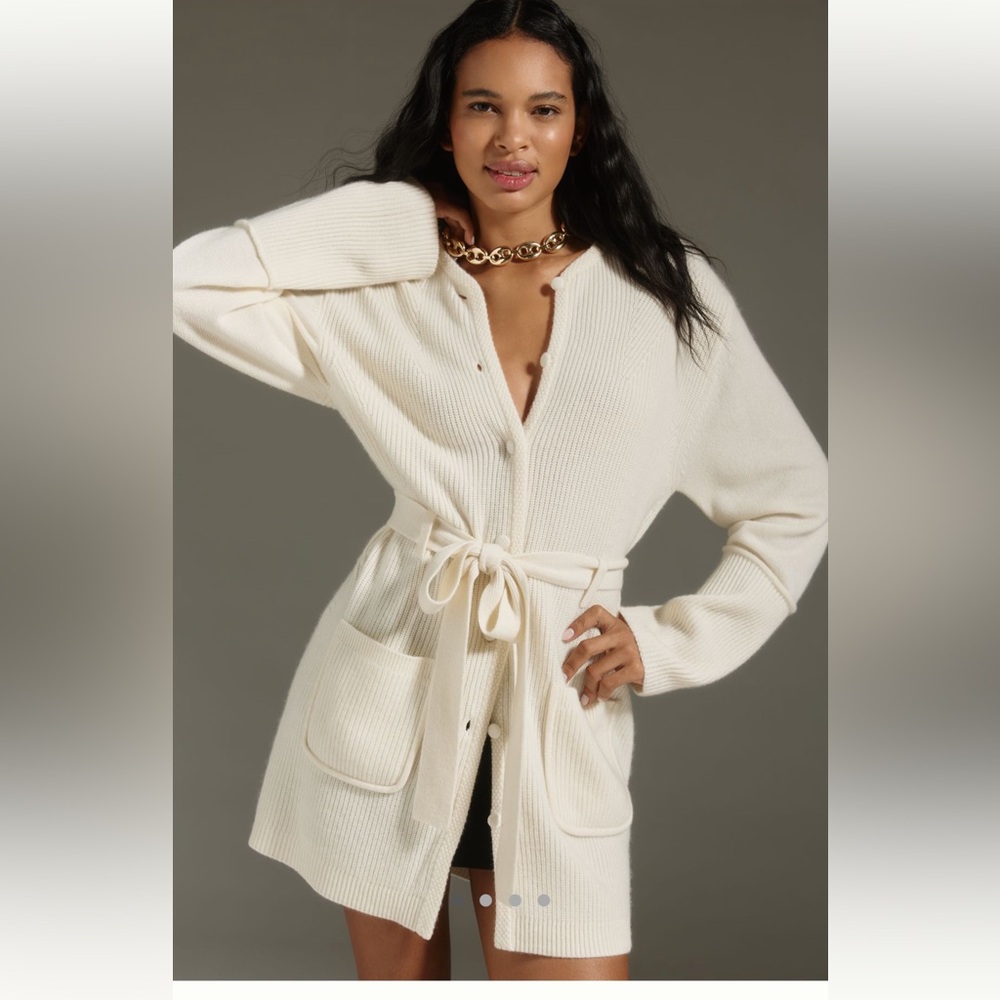 NWT Anthropologie Maeve Cashmere Belted Cardigan Sweater Size M